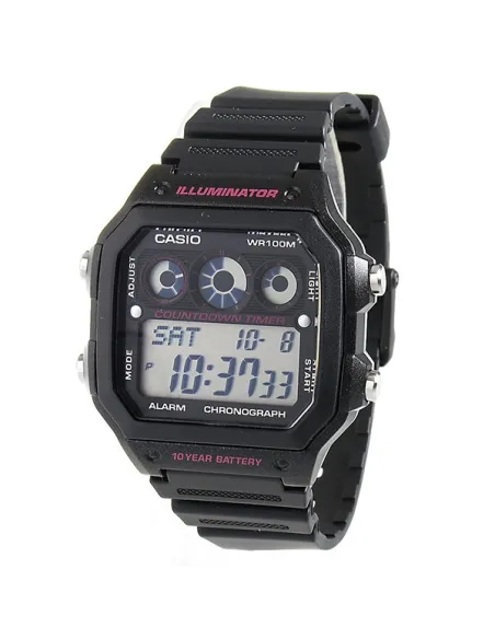 reloj deportivo hombre Casio AE-1300WH-1A2 Hora Mundial Luz LED - Árbitro - Alarma - 10 años batería