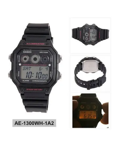 reloj deportivo hombre Casio AE-1300WH-1A2 Hora Mundial Luz LED - Árbitro - Alarma - 10 años batería