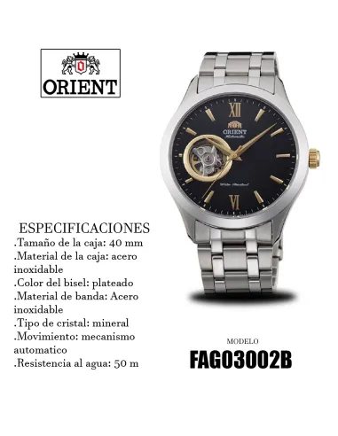 reloj automático hombre Orient Golden Eyes FAG03002B Skeleton 40mm dial negro correa acero