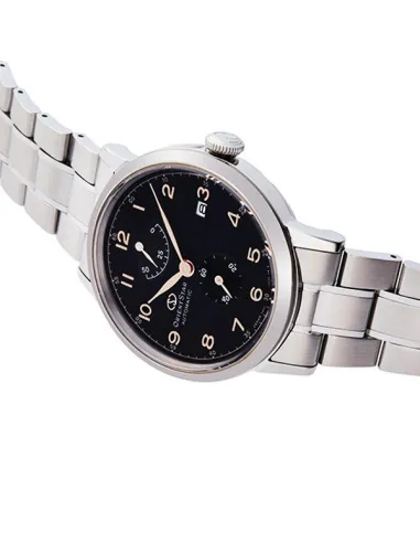 reloj automático hombre Orient Star RE-AW0001B dial negro Cristal Zafiro doble curva correa acero Power Reserve