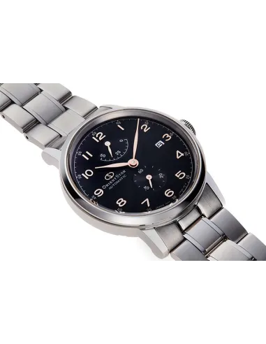 reloj automático hombre Orient Star RE-AW0001B dial negro Cristal Zafiro doble curva correa acero Power Reserve