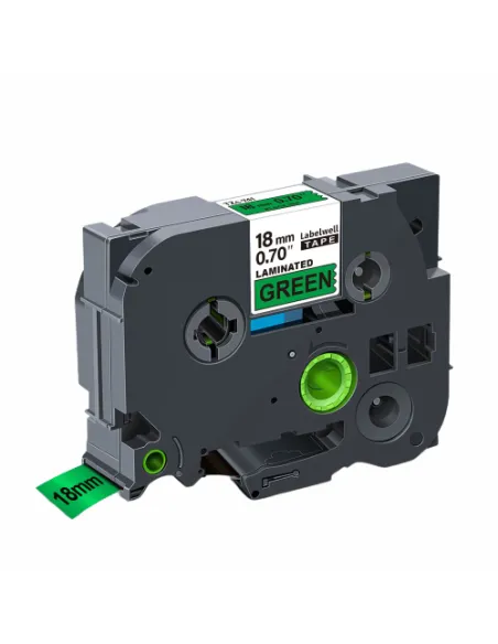 Compatible Brother TZe741 / TZ741 Cinta Laminada de Etiquetas - Texto negro sobre fondo verde - Ancho 18mm x 8 metros