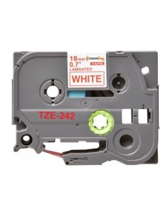 Compatible Brother TZe242 / TZ242 Cinta Laminada de Etiquetas - Texto rojo sobre fondo blanco - Ancho 18mm x 8 metros