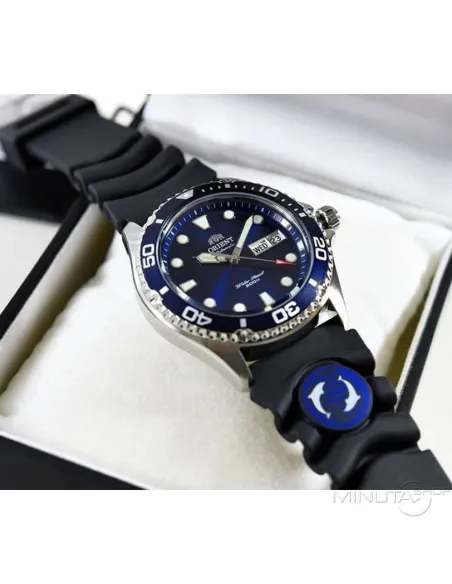 reloj hombre automático Orient Mako Ray II  FAA02008D dial azul correa goma
