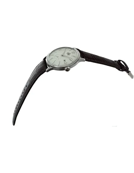 Reloj hombre automático Orient RA-AP0002S esfera plateada correa cuero marrón
