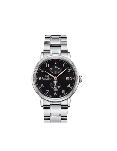 reloj automático hombre Orient Star RE-AW0001B dial negro Cristal Zafiro doble curva correa acero Power Reserve