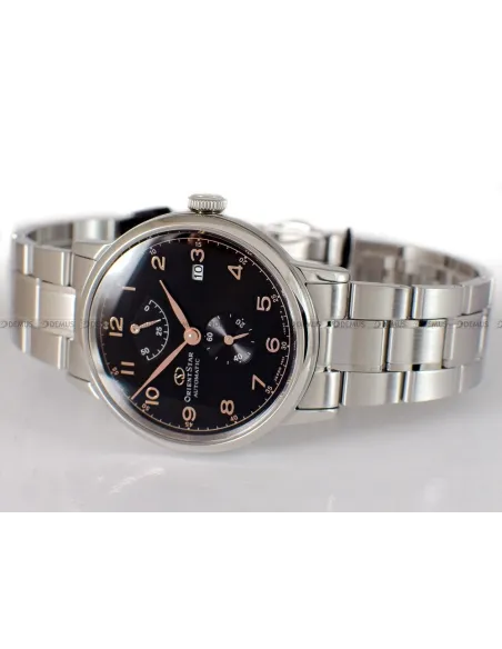 reloj automático hombre Orient Star RE-AW0001B dial negro Cristal Zafiro doble curva correa acero Power Reserve