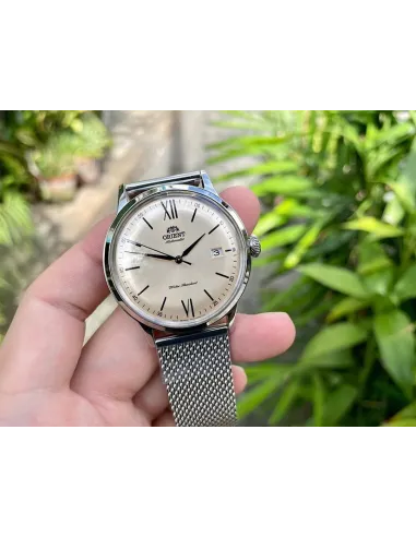 copy of reloj automático hombre Orient Bambino RA-AC0019L dial azul 40.5mm correa acero malla (admite cuerda manual)