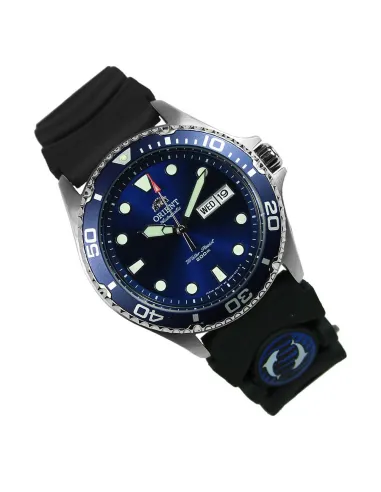 reloj de buceo hombre automático Orient Mako Ray II  FAA02008D dial azul 41.5mm correa goma 200m water resist