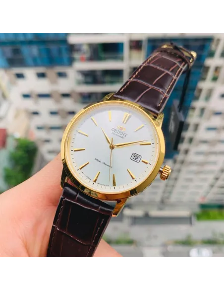 reloj automático hombre Orient Simphony III RA-AC0F04S dial blanco 41.5mm correa cuero (admite cuerda manual) 50m water resist