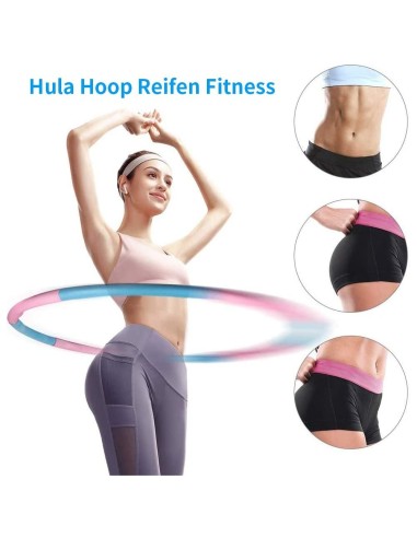 Hula Hoop Fitness Ancho Ajustable de 8 Secciones 72-83-95 cm Adecuado para Fitness y Modelado Abdominal