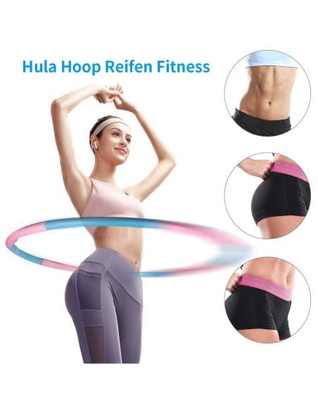 Hula Hoop Fitness Ancho Ajustable de 8 Secciones 72-83-95 cm Adecuado para Fitness y Modelado Abdominal