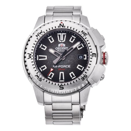 reloj de buceo automático hombre Orient M-Force RA-AC0N01B dial negro 45mm correa acero 200m water resist Cristal Zafiro