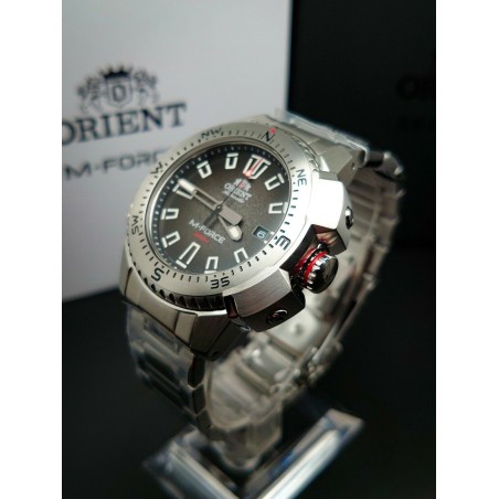 reloj de buceo automático hombre Orient M-Force RA-AC0N01B dial negro 45mm correa acero 200m water resist Cristal Zafiro