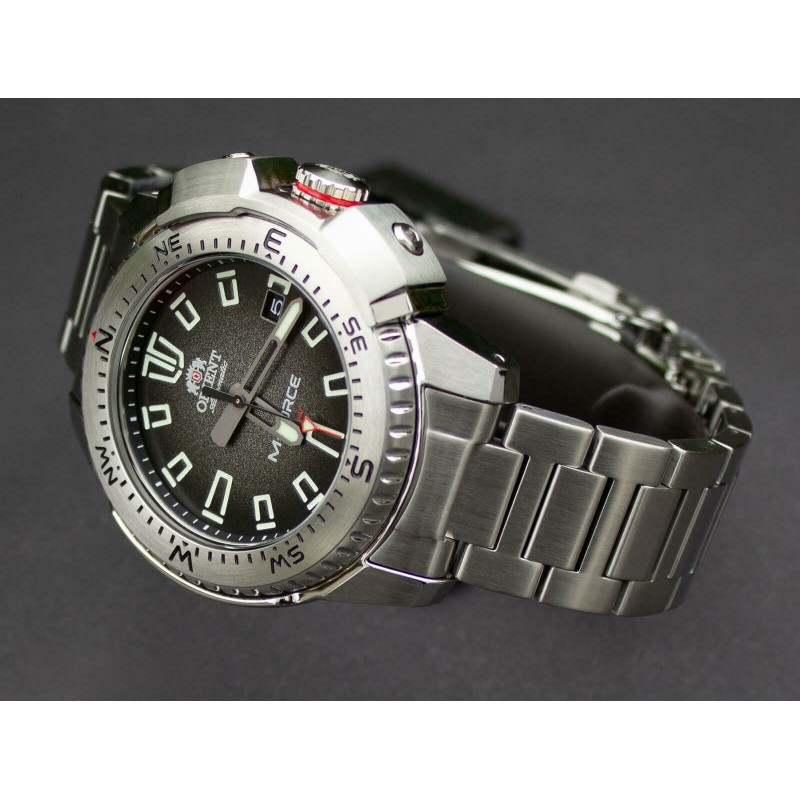 reloj de buceo automático hombre Orient M-Force RA-AC0N01B dial negro 45mm correa acero 200m water resist Cristal Zafiro