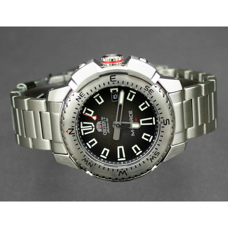 reloj de buceo automático hombre Orient M-Force RA-AC0N01B dial negro 45mm correa acero 200m water resist Cristal Zafiro