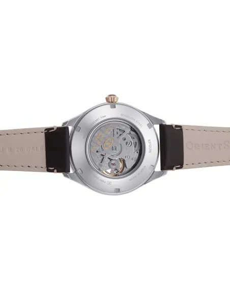 reloj automático hombre Orient Star RE-AT0201G Semi Skeleton dial champagne 40.4mm correa de cuero 50h Reserva de Marcha