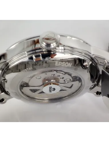 reloj automático hombre Orient Star RE-AW0001B dial negro Cristal Zafiro doble curva correa acero Power Reserve