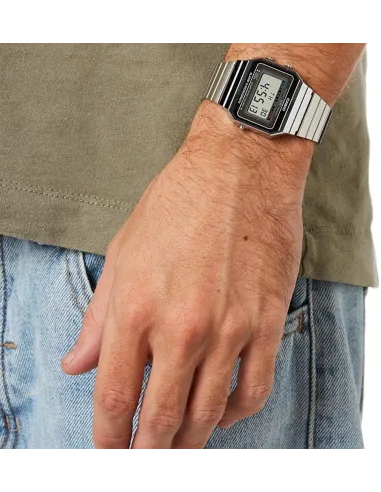 RELOJ CASIO VINTAGE ICONIC Digital Watch A700WE-1A correa de acero alarma cronografo y luz led