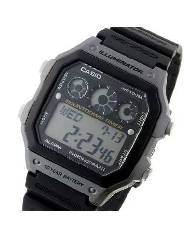 Reloj CASIO digital AE-1300WH-8A Hora Mundial Luz LED - Árbitro - Alarma - 10 años batería
