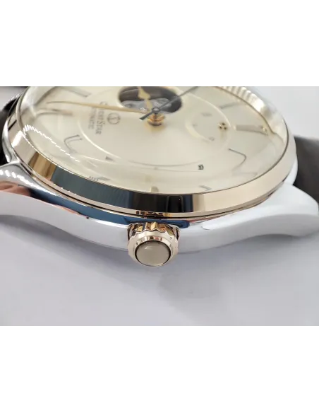 reloj automático hombre Orient Star RE-AT0201G Semi Skeleton dial champagne 40.4mm correa de cuero 50h Reserva de Marcha