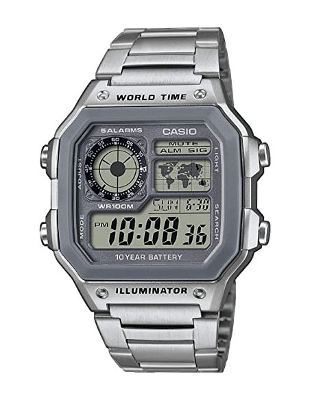 Reloj hombre CASIO AE-1200WHD-7A 43mm Caja Acero Inoxidable World Time Hora Mundial