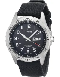 Reloj hombre deportivo Solar Casio MTPS-120L-1A correa tela dial negro 100m