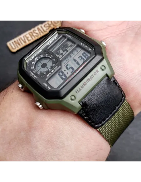 reloj deportivo hombre Casio AE-1200WHB-3B Luz LED Hora Mundial Cronómetro 5 Alarmas 10 años batería