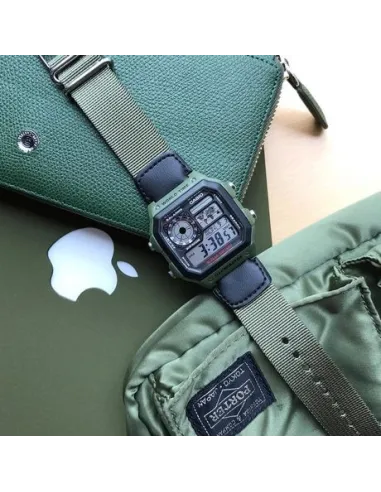 reloj deportivo hombre Casio AE-1200WHB-3B Luz LED Hora Mundial Cronómetro 5 Alarmas 10 años batería