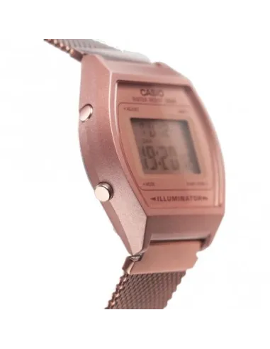reloj mujer Casio B640WMR-5A Oro RosaRetro Vintage alarma Luz de fondo LED correa de acero milanesa