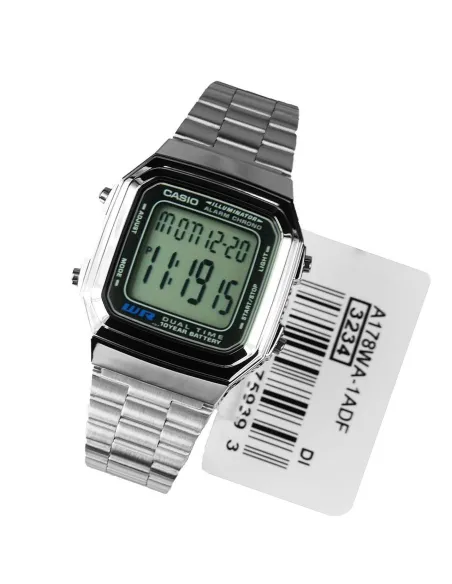 reloj Casio clásico A178WA-1 plateado