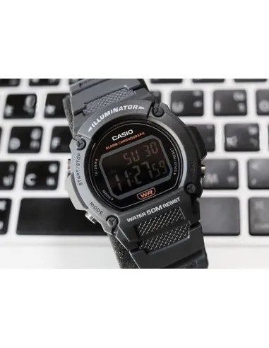 Reloj deportivo hombre Casio W219h-8B Luz LED Cronómetro alarma 50m Water Resist