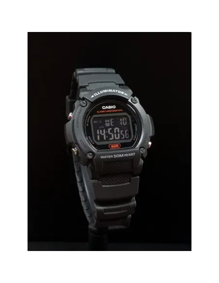 Reloj deportivo hombre Casio W219h-8B Luz LED Cronómetro alarma 50m Water Resist