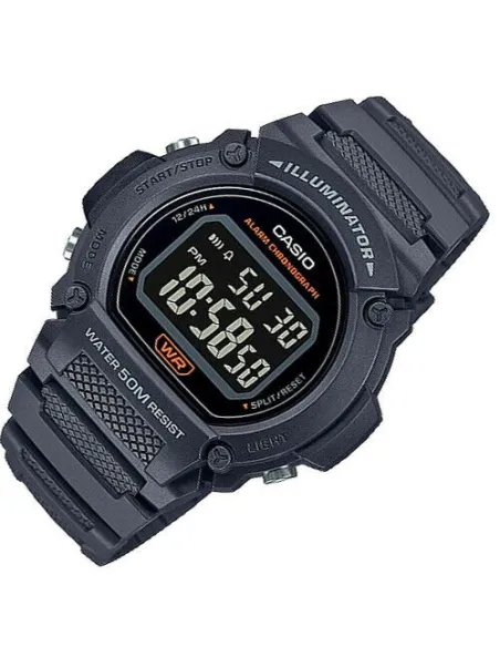 Reloj deportivo hombre Casio W219h-8B Luz LED Cronómetro alarma 50m Water Resist