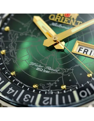 Reloj automático Orient Revival World Map Automatic RA-AA0E02E dial verde 43.5mm correa acero 200m water resist RA-AA0E02E19