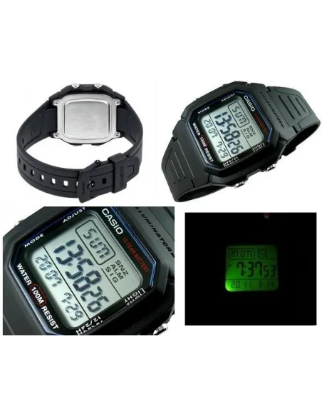 copy of Reloj digital hombre Casio W800H-1B 10 años batería correa goma luz led