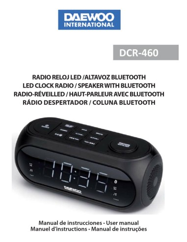 RELOJ Daewoo DCR-460 DESPERTADOR ALTAVOZ BLUETOOTH CON RADIO DIGITAL FM Y PUERTO USB PARA CARGA DE DISPOSITIVOS