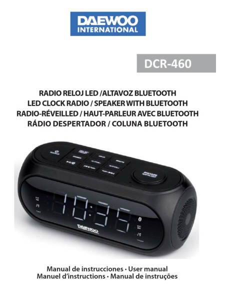 RELOJ Daewoo DCR-460 DESPERTADOR ALTAVOZ BLUETOOTH CON RADIO DIGITAL FM Y PUERTO USB PARA CARGA DE DISPOSITIVOS