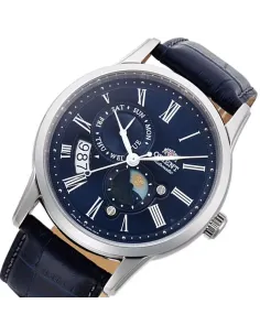 reloj automático hombre Orient Sun & Moon RA-AK0011D versión 3 dial azul 42.5mm Cristal Zafiro 40h Reserva de marcha