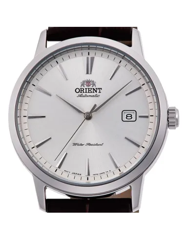 reloj automático hombre Orient Bambino Contemporary RA-AC0F07S dial plata 41.6mm (admite cuerda manual) correa de cuero