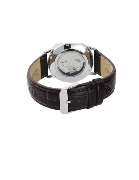 reloj automático hombre Orient Bambino Contemporary RA-AC0F07S dial plata 41.6mm (admite cuerda manual) correa de cuero