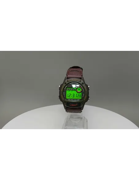 Reloj deportivo hombre Casio W94HF-3A hora doble correa cuero tela luz