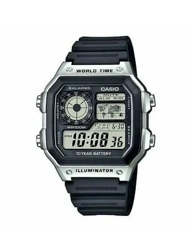 copy of reloj deportivo hombre Casio AE-1200WHB-1B Luz LED Hora Mundial Cronómetro 5 Alarmas 10 años batería
