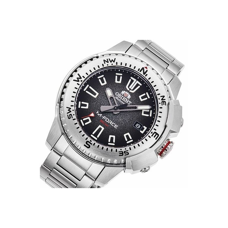 reloj de buceo automático hombre Orient M-Force RA-AC0N01B dial negro 45mm correa acero 200m water resist Cristal Zafiro