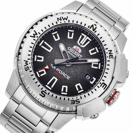 reloj de buceo automático hombre Orient M-Force RA-AC0N01B dial negro 45mm correa acero 200m water resist Cristal Zafiro