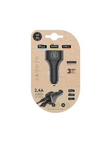 Cargador Doble de Coche USB-A Alto Rendimiento TechOneTech