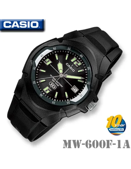 copy of Reloj deportivo clásico hombre Casio MW-600B-1B dial negro correa resina 10 años batería