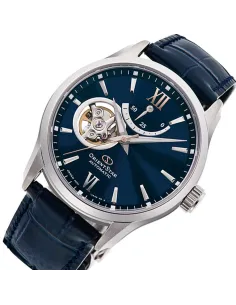 Reloj automático hombre Orient Star RE-AT0006L dial azul 39.3mm Cristal de Zafiro anti-reflejo correa de cuero