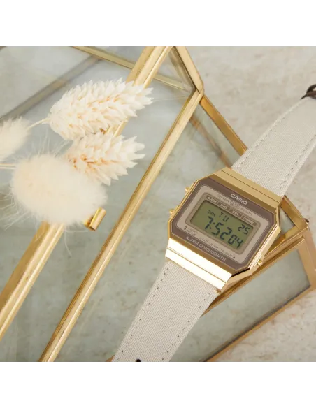 Reloj CASIO digital VINTAGE Iconic A700WEGL-7A correa de tela y piel luz led alama
