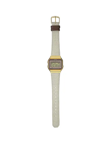 Reloj CASIO digital VINTAGE Iconic A700WEGL-7A correa de tela y piel luz led alama